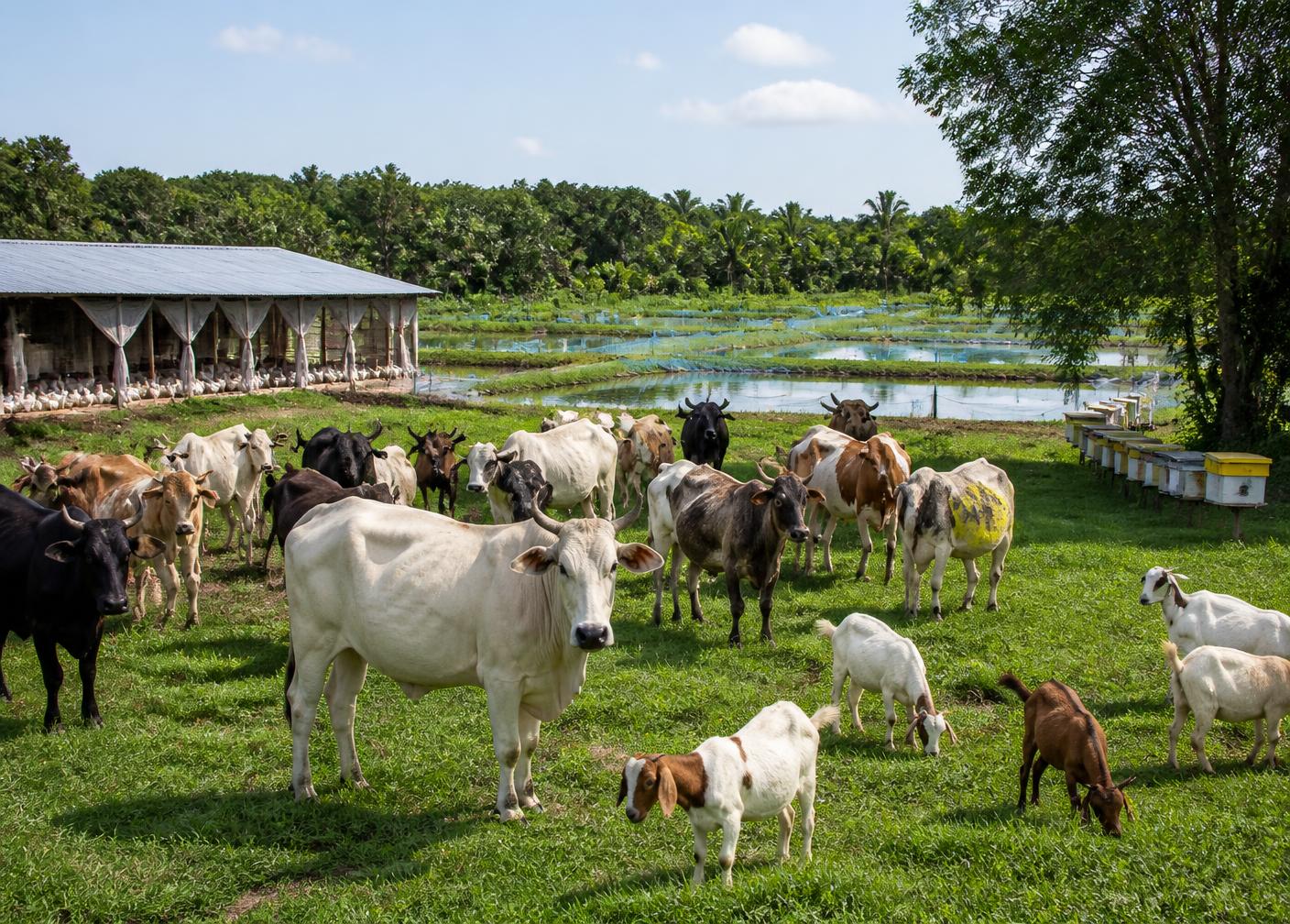Diversified livestock and fish farm at Masiaka